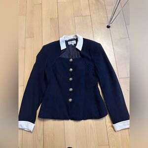 Valentino Dark Blue Blazer with Cream Details